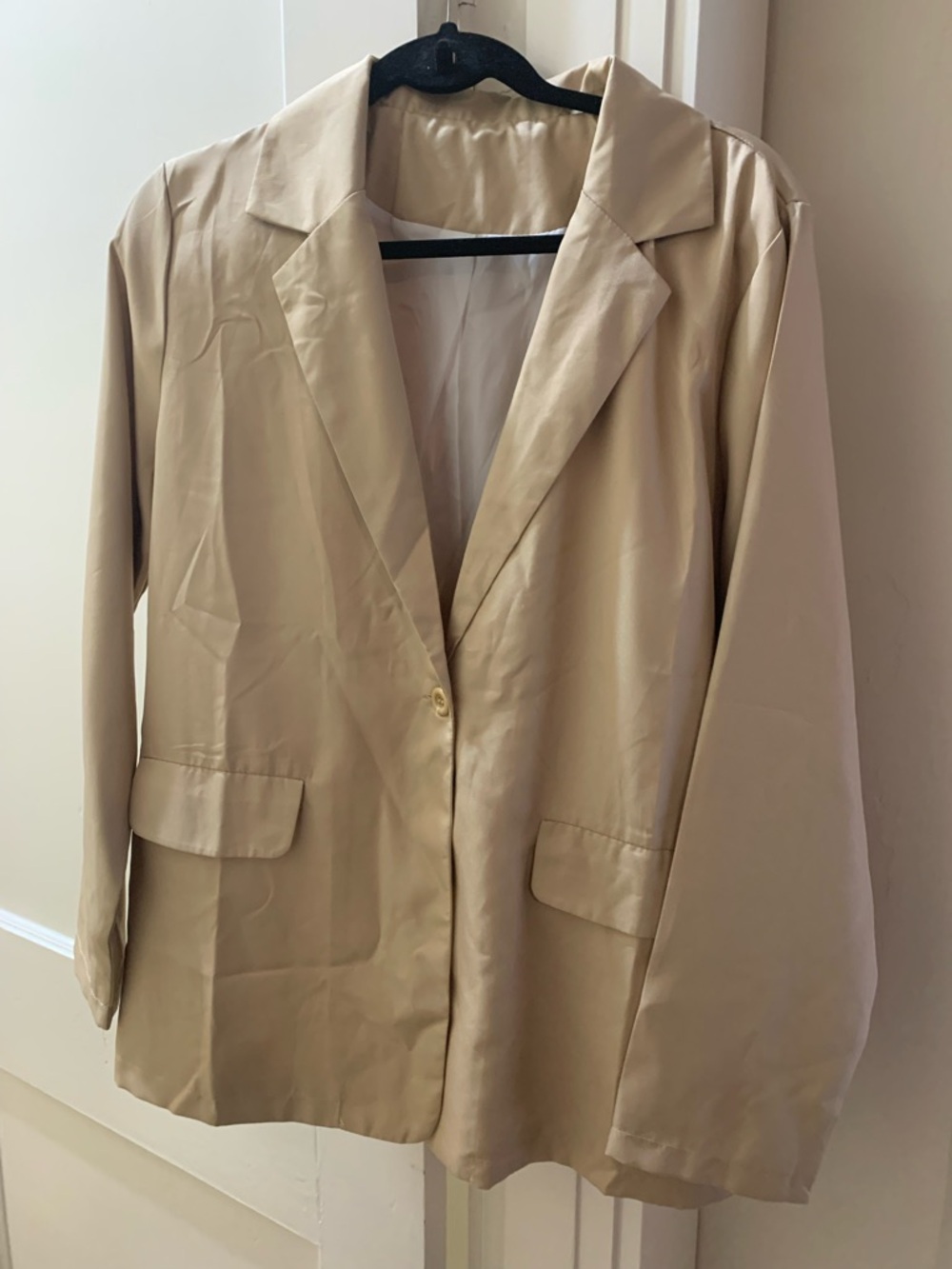 Beige Women's Single-Button Blazer Jacket